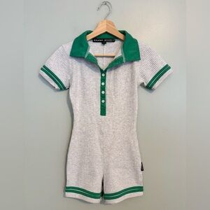 Missguided playboy country club romper Grey and green size 2 VGUC